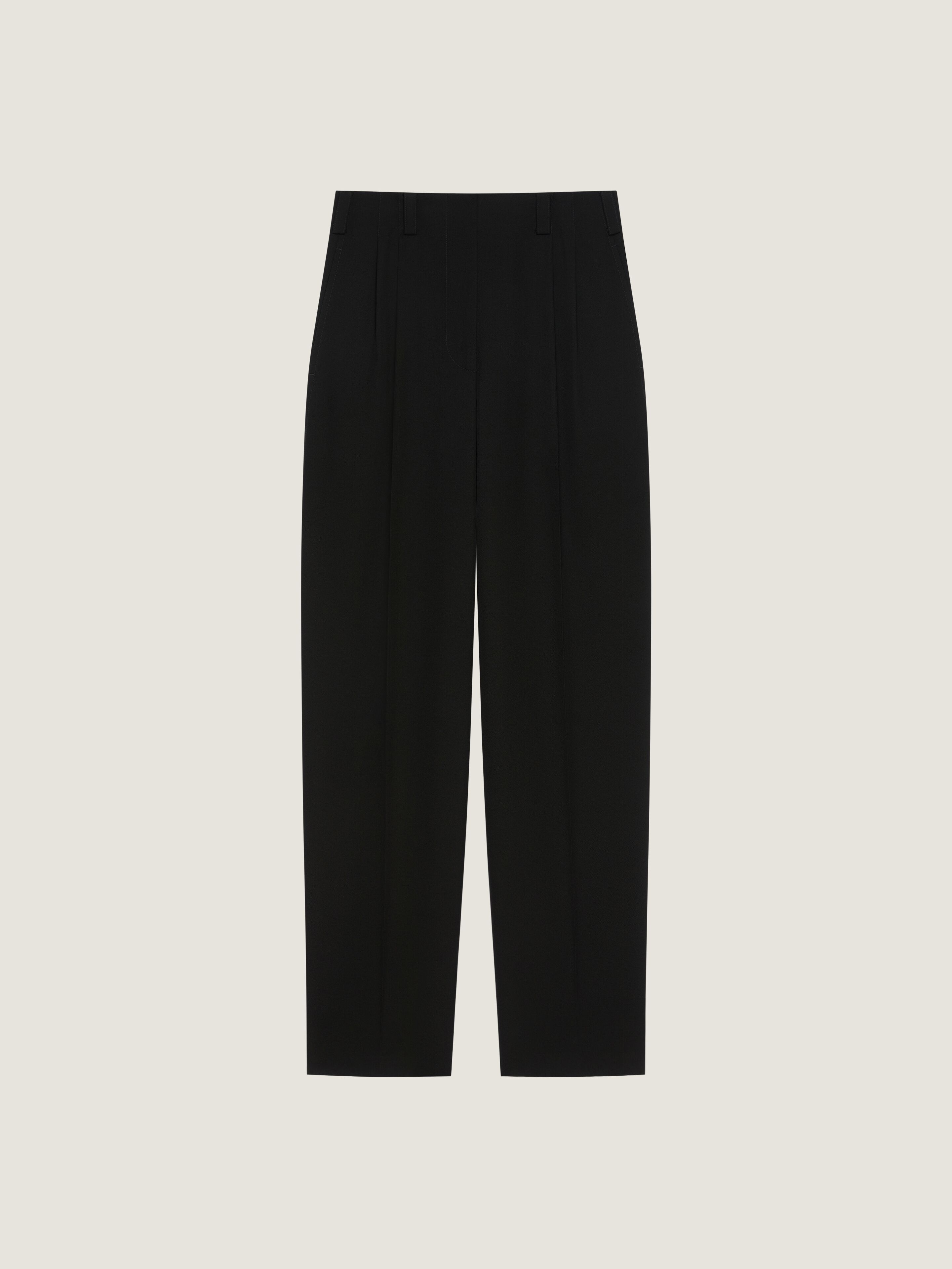 Double pleat pants in wool